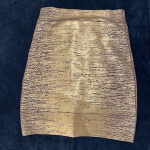 BCBG Gold bandage mini skirt.